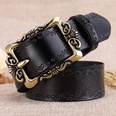 Twocolor womens retro cowhide new wide embossed pattern casual belt leatherpicture21